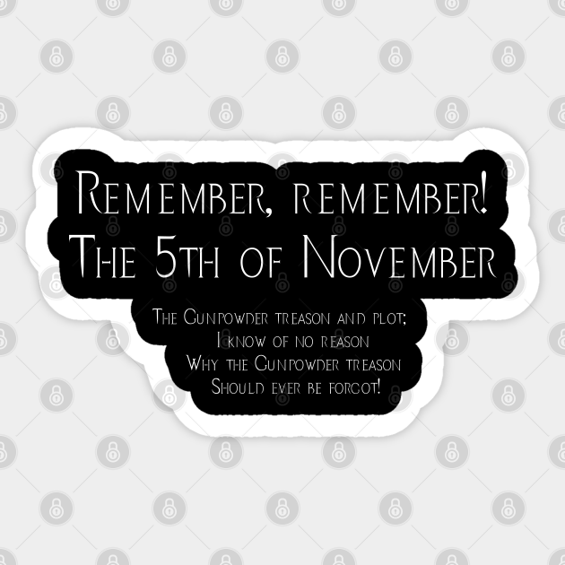 Remember remember the fifth of november v for vendetta sticker